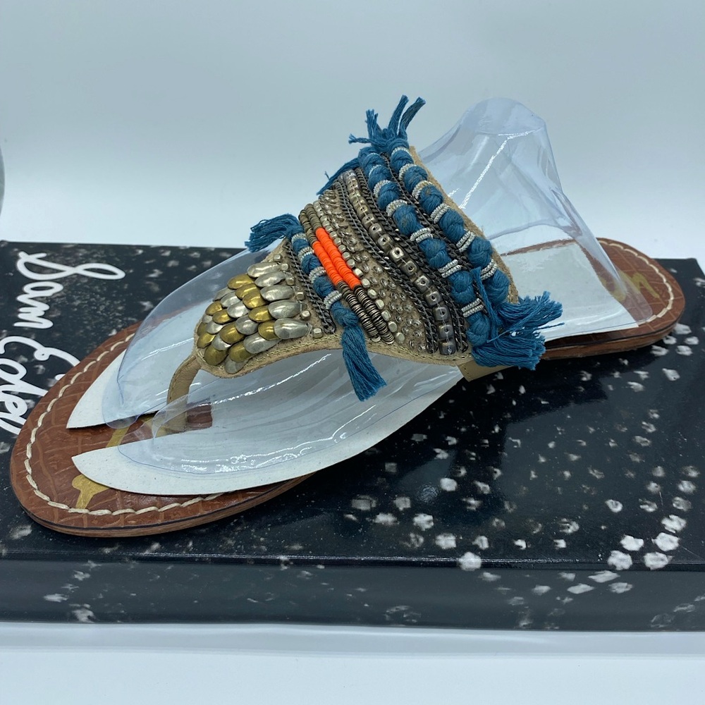 Sam Edelman Beaded Sandals - Size 7.5 Blue, Orange, and Brown-NWT